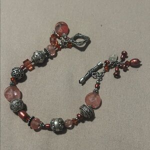 Tres Jolie Accessories Silver and Pink Charm Bracelet